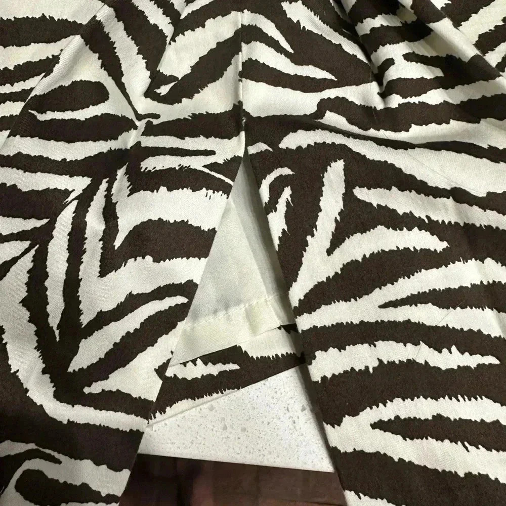 Soft Works Zebra Print Pencil Skirt Brown Cream Stretch Midi Chic Classy Slim 8 - Picture 14 of 16